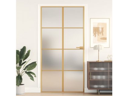 Interiérové dveře úzké zlaté 102,5x201,5 cm tvrzené sklo hliník
