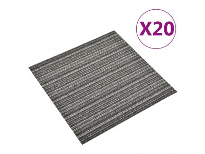 Kobercové podlahové dlaždice 20ks 5m² 50x50 cm proužky antracit