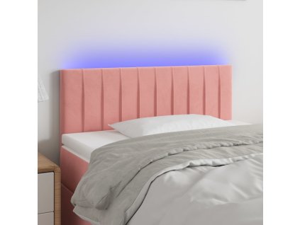 Čelo postele s LED růžové 100x5x78/88 cm samet