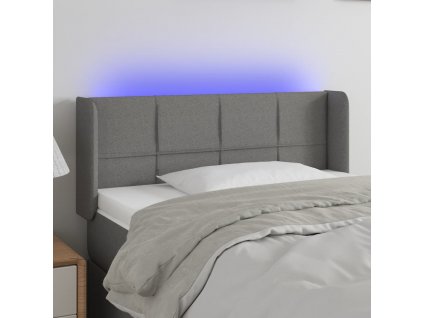 Čelo postele s LED tmavě šedé 93 x 16 x 78/88 cm textil