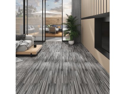Nesamolepicí PVC podlahová prkna 4,46 m² 3 mm šedá s pruhy