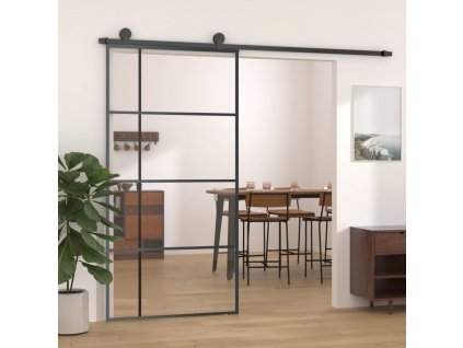 Posuvné dveře ESG sklo a hliník 102,5 x 205 cm černé