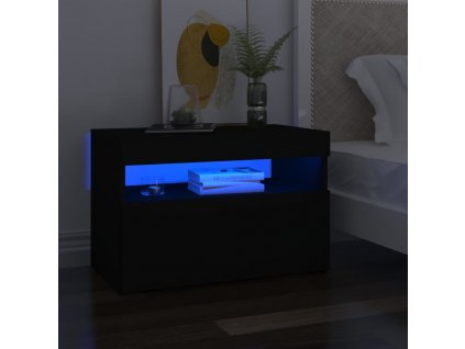 Noční stolek s LED osvětlením černý 60x35x40 kompozitní dřevo