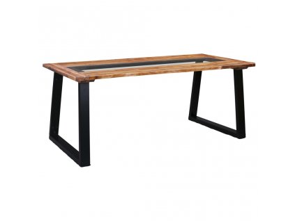 Jídelní stůl 180 x 90 x 75 cm masivní akáciové dřevo a sklo