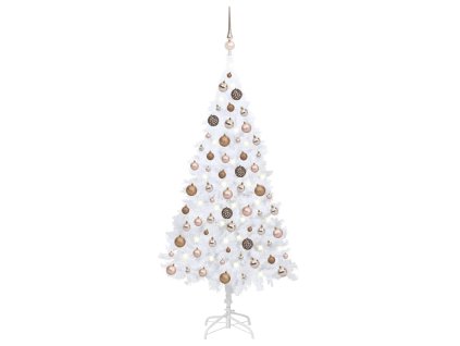 Umělý vánoční stromek s LED a sadou koulí bílý 180 cm PVC