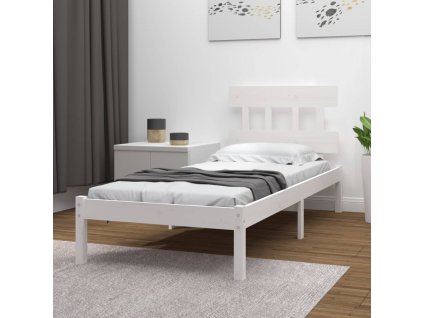 Rám postele bílý masivní dřevo 75 x 190 cm malé jednolůžko