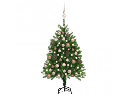 Umělý vánoční stromek s LED a sadou koulí 120 cm zelený