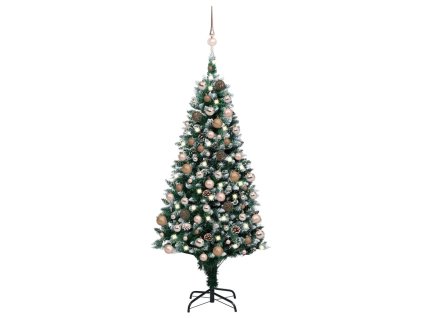 Umělý vánoční stromek LED osvětlení sada koulí a šišky 180 cm