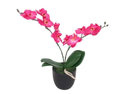 Umělá rostlina orchidej s květináčem 30 cm červená