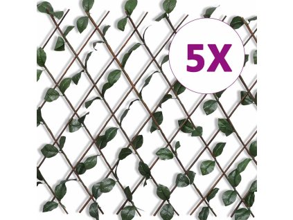 Vrbový trelážový plot 5 ks s umělými listy 180 x 90 cm