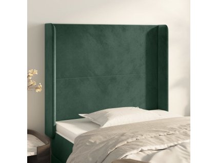 Čelo postele typu ušák tmavě zelená 103x16x118/128 cm samet