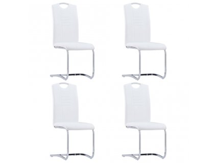 Konzolové jídelní židle 4 ks bílé umělá kůže