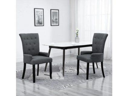 Jídelní židle s područkami tmavě šedá textil