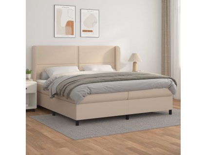 Box spring postel s matrací cappuccino 200 x 200 cm umělá kůže