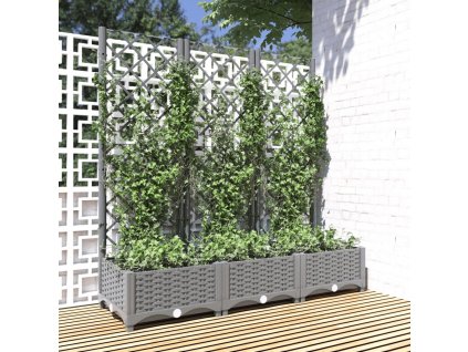 Zahradní truhlík s treláží světle šedý 120 x 40 x 121,5 cm PP