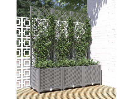 Zahradní truhlík s treláží světle šedý 120 x 40 x 136 cm PP