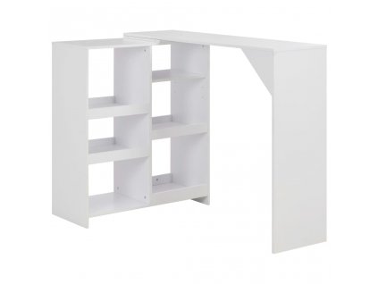 Barový stůl s pohyblivým regálem bílý 138 x 39 x 110 cm