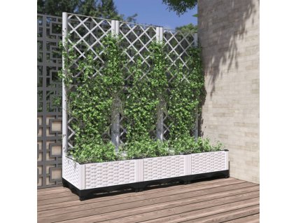 Zahradní truhlík s treláží bílý 120 x 40 x 121,5 cm PP