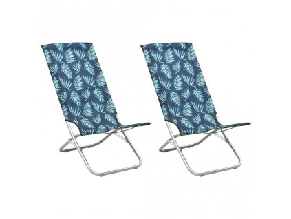 Skládací plážové židle 2 ks s potiskem listů textil