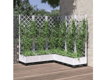 Zahradní truhlík s treláží bílý 120 x 120 x 121,5 cm PP