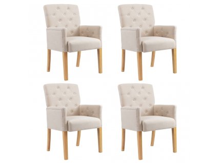 Jídelní židle s područkami 4 ks béžové textil