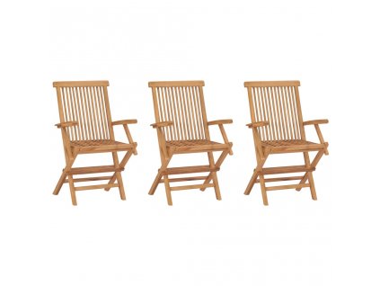 Skládací zahradní židle 3 ks masivní teakové dřevo