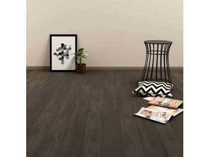 Samolepící podlahová prkna 4,46 m² 3 mm PVC tmavě hnědá