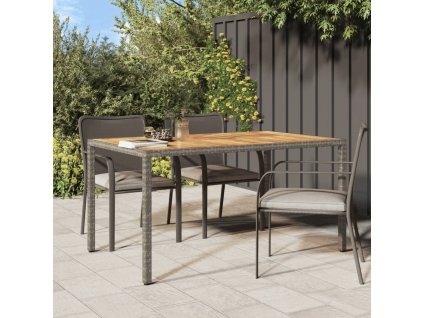 Zahradní stůl 150 x 90 x 75 cm polyratan a akáciové dřevo šedý