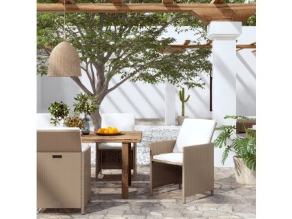 Zahradní jídelní židle s poduškami 4 ks béžové polyratan