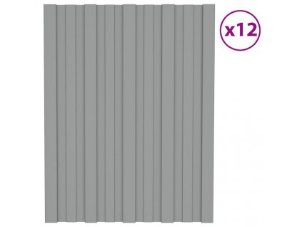 Střešní panely 12 ks pozinkovaná ocel šedé 60 x 45 cm