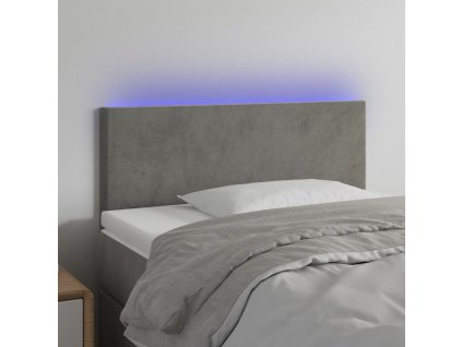 Čelo postele s LED světle šedé 90x5x78/88 cm samet