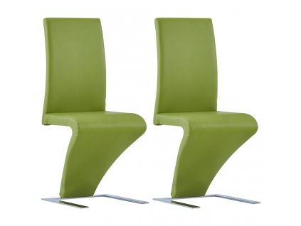Jídelní židle s cik-cak designem 2 ks zelené umělá kůže