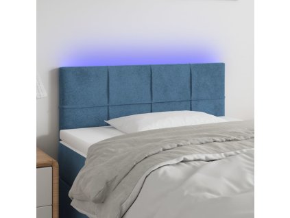 Čelo postele s LED tmavě modré 90x5x78/88 cm samet