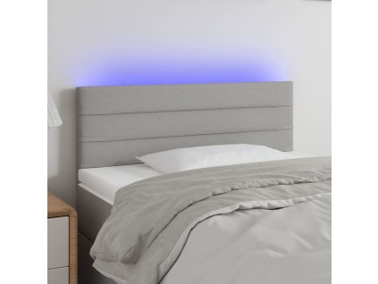 Čelo postele s LED světle šedé 90x5x78/88 cm textil