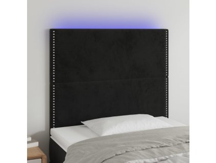 Čelo postele s LED černé 90x5x118/128 cm samet