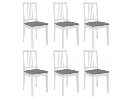 Jídelní židle s poduškami 6 ks bílé masivní dřevo