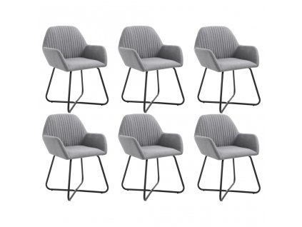 Jídelní židle 6 ks světle šedé textil