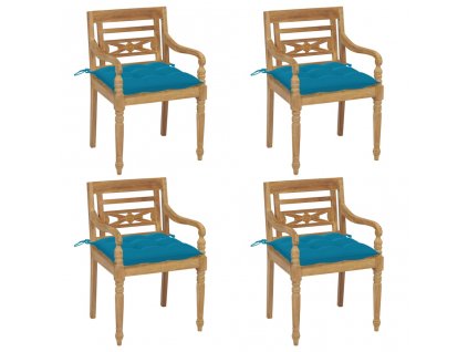 Židle Batavia 4 ks s poduškami masivní teakové dřevo