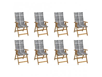 Skládací zahradní židle s poduškami 8 ks masivní akácie