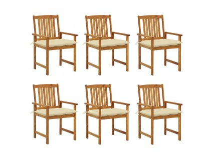 Zahradní židle s poduškami 6 ks masivní akáciové dřevo