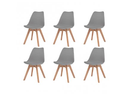 Jídelní židle 6 ks šedé plast
