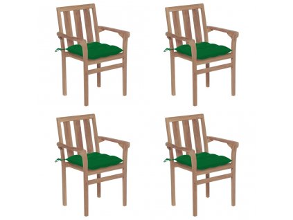 Stohovatelné zahradní židle s poduškami 4 ks masivní teak