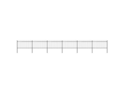 Zahradní plot s kopím nahoře ocelový 1070 x 100 cm černý
