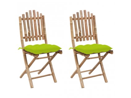 Skládací zahradní židle s poduškami 2 ks bambus