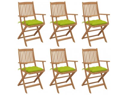 Skládací zahradní židle 6 ks s poduškami masivní akácie