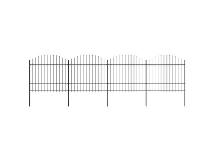 Zahradní plot s hroty ocel (1,5–1,75) x 6,8 m černý