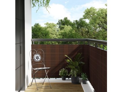 Balkonová zástěna hnědá a černá 500 x 100 cm polyratan