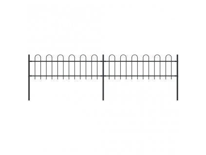 Zahradní plot s obloučky ocelový 3,4 x 0,6 m černý