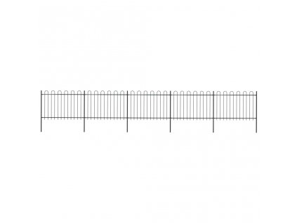 Zahradní plot s obloučky ocelový 8,5 x 1,2 m černý