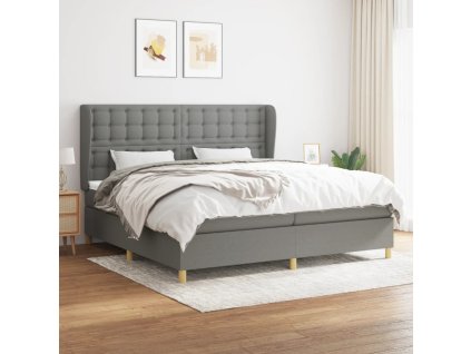 Box spring postel s matrací tmavě šedá 200x200 cm textil